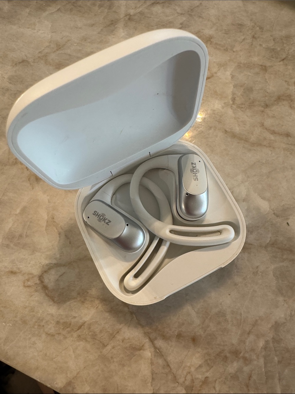 Shokz Open-Ear Wireless Headphones in White/Silver
